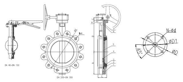 LT型對夾蝶閥結(jié)構(gòu)圖