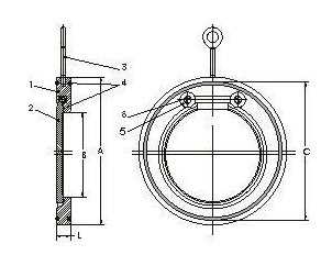 H74W薄型對(duì)夾止回閥(圖1)