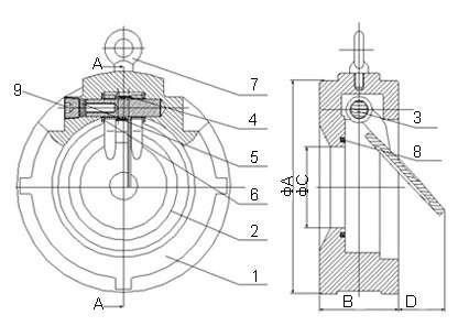 H74W對(duì)夾式單瓣止回閥(圖1)