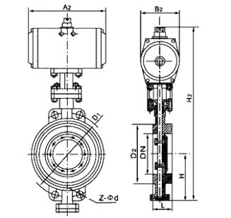 D673W氣動(dòng)三偏心對(duì)夾蝶閥(圖1)