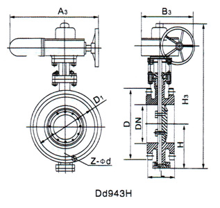 D943H防爆電動三偏心法蘭蝶閥(圖1) D943H防爆電動三偏心法蘭蝶閥(圖1)