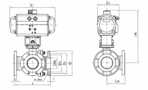 Q644F氣動(dòng)法蘭三通球閥(圖3)