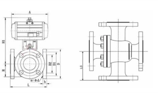 Q646F氣動四通球閥(圖1) Q646F氣動四通球閥(圖1)