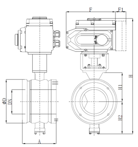 Q977F電動(dòng)V型對(duì)夾球閥(圖1)