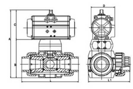 Q615S氣動塑料三通球閥(圖2) Q615S氣動塑料三通球閥(圖2)